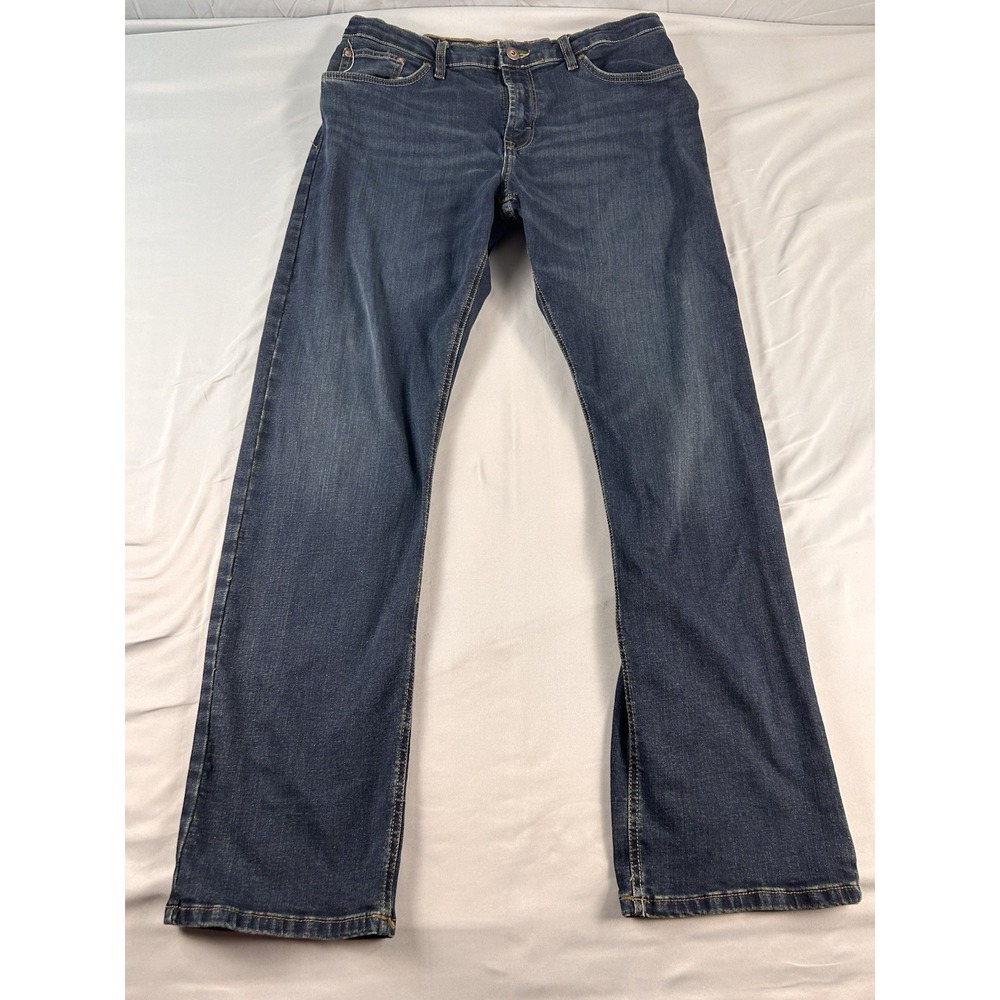 Wrangler Slim Straight Jeans Mens 36x32 Blue Denim Mid Wash Classic Fit